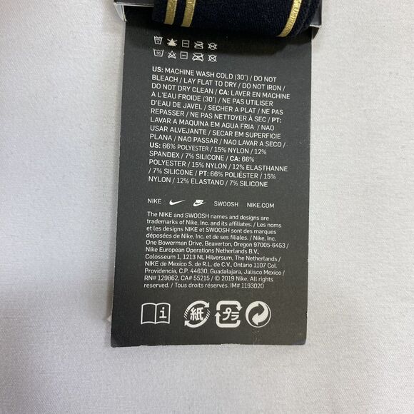 Nike Headband Black Gold Stretchy Silicone Grip Fitness Preppy Workout Sweatband - Picture 4 of 5